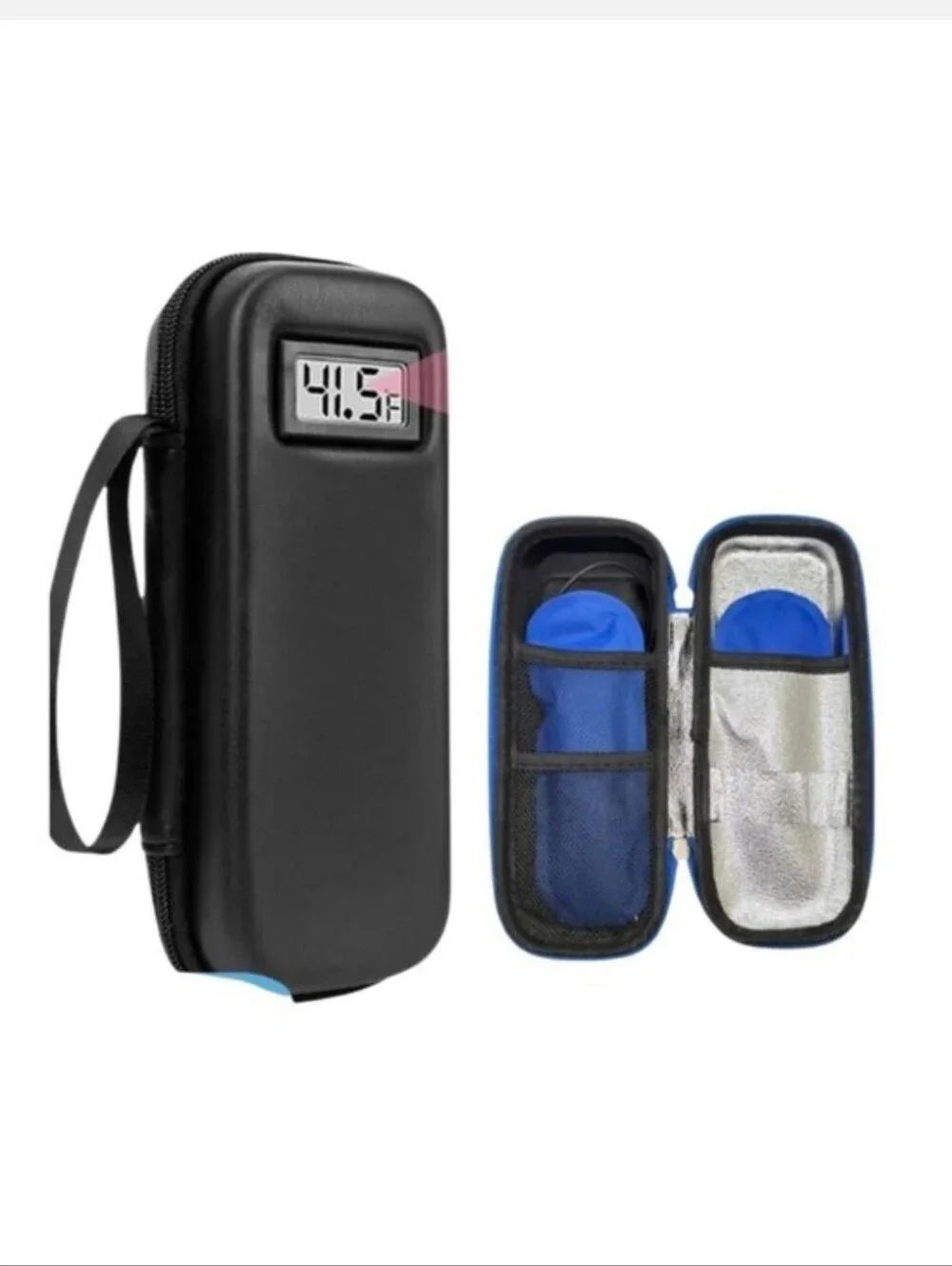 Black Travel Electronics Case with Built-In Thermometer